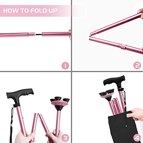 BigAlex Folding Walking Cane Adjustable & Portable Walking Stick,Pivoting Qua...