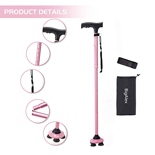 BigAlex Folding Walking Cane Adjustable & Portable Walking Stick,Pivoting Qua...