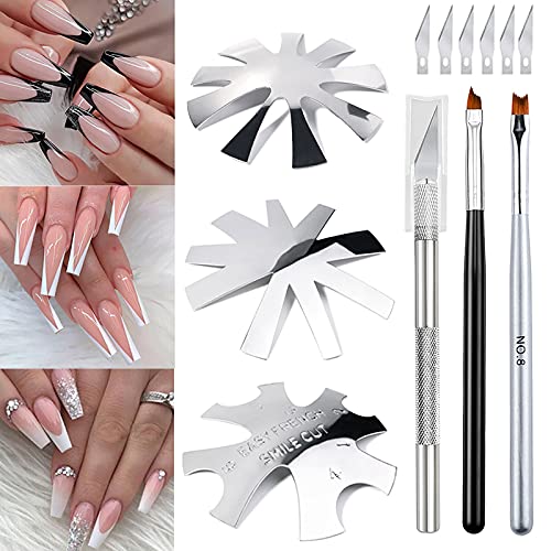 bigboxbox French Cutter for Nails, 3pcs Tip Edge Trimmer Easy Smile Line Acry...
