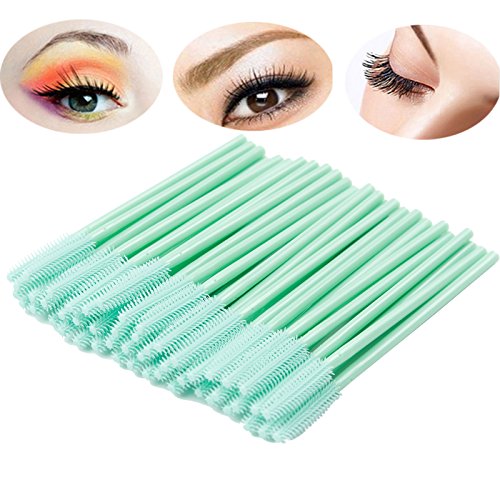 BIHRTC Pack of 100 One-Off Disposable Silicone Eyelash Mascara Brushes Wands ...