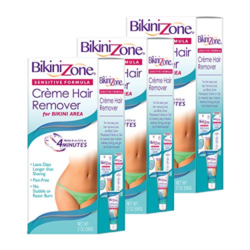 Bikini Zone Bikini Creme Hair Remover - Fast Painless Hair Removing Cream (2 ...