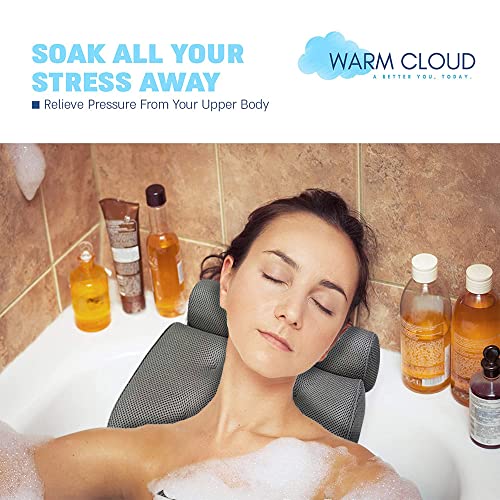 Waterproof Bath Pillow - Bathtub/Foam Headrest - 7 Strong Grip Suction Cups -...