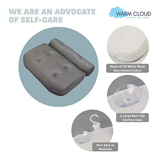 Waterproof Bath Pillow - Bathtub/Foam Headrest - 7 Strong Grip Suction Cups -...