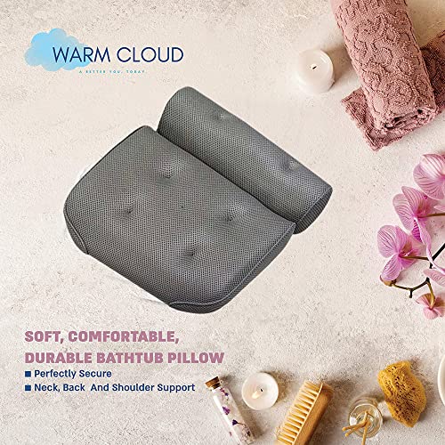 Waterproof Bath Pillow - Bathtub/Foam Headrest - 7 Strong Grip Suction Cups -...