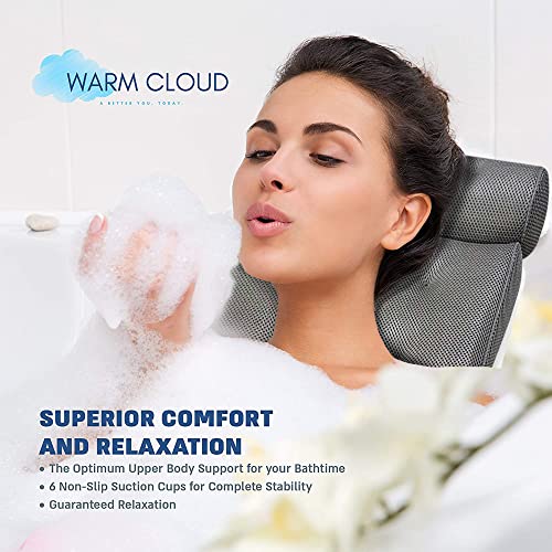 Waterproof Bath Pillow - Bathtub/Foam Headrest - 7 Strong Grip Suction Cups -...