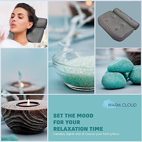 Waterproof Bath Pillow - Bathtub/Foam Headrest - 7 Strong Grip Suction Cups -...