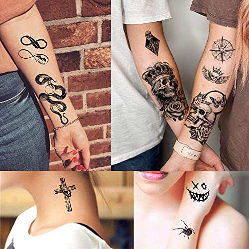 Bilizar 48 Sheets 3D Small Temporary Tattoos For Kids Women Neck Girls Arm Bo...