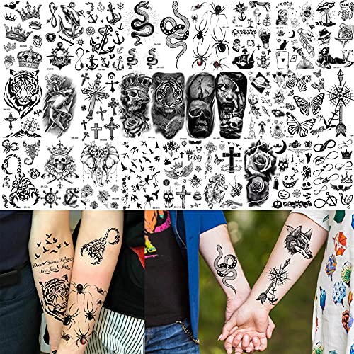 Bilizar 48 Sheets 3D Small Temporary Tattoos For Kids Women Neck Girls Arm Bo...