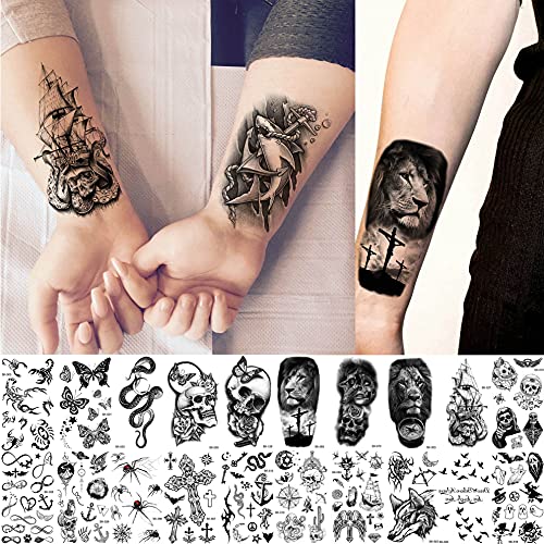 Bilizar 48 Sheets 3D Small Temporary Tattoos For Kids Women Neck Girls Arm Bo...