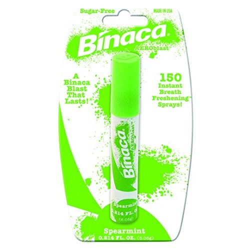 Binaca Aeroblast 150 Breath Spray, Spearmint 0.21 oz (Pack of 6)