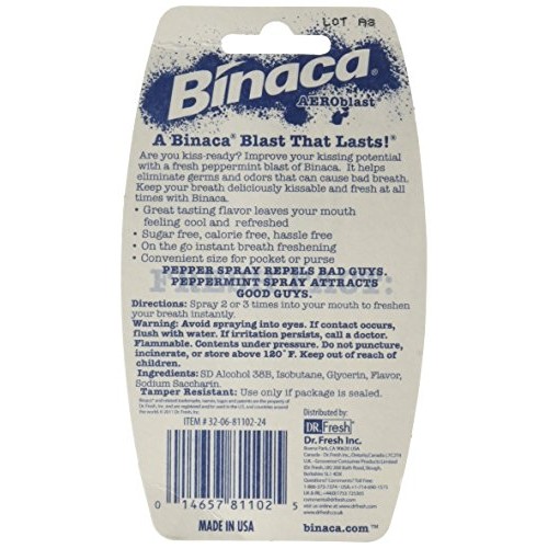 Binaca Aeroblast Breath Spray, Peppermint Flavor, Pack of 12