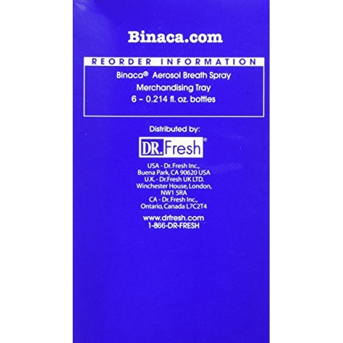 Binaca sugar-free Aeroblast 150 Breath Spray, Spearmint 0.214 oz(pack of 6)