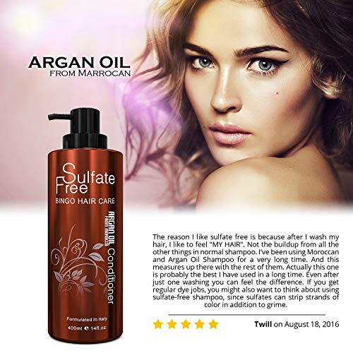 Moroccan Argan Oil Sulfate Free Shampoo and Conditioner Set - Best for Damage...