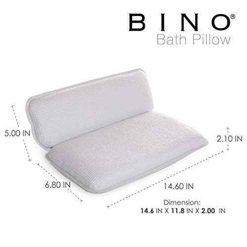 BINO Non-Slip Cushioned Bath Pillow with Suction Cups, White - Spa Pillow Bat...