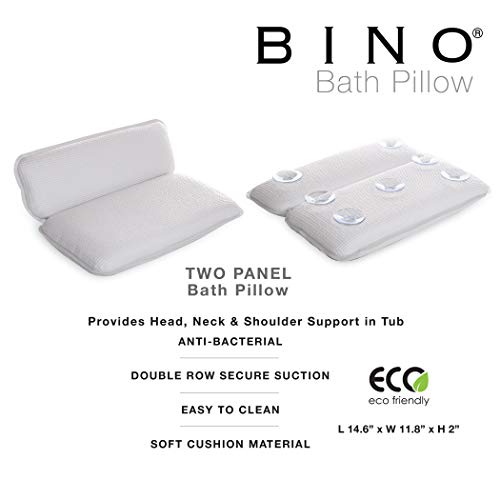 BINO Non-Slip Cushioned Bath Pillow with Suction Cups, White - Spa Pillow Bat...
