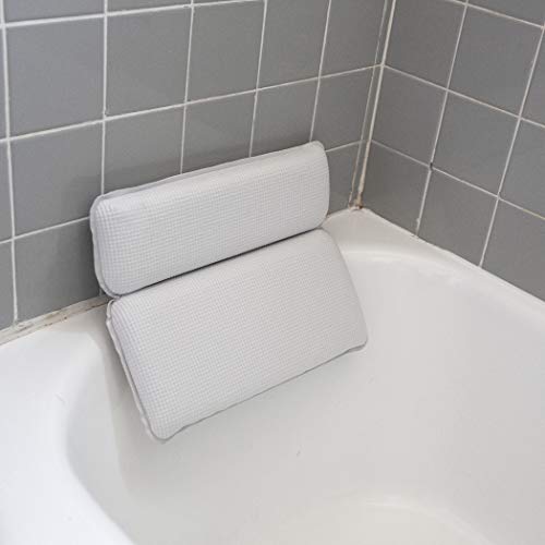 BINO Non-Slip Cushioned Bath Pillow with Suction Cups, White - Spa Pillow Bat...