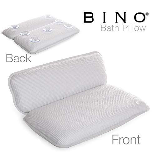 BINO Non-Slip Cushioned Bath Pillow with Suction Cups, White - Spa Pillow Bat...