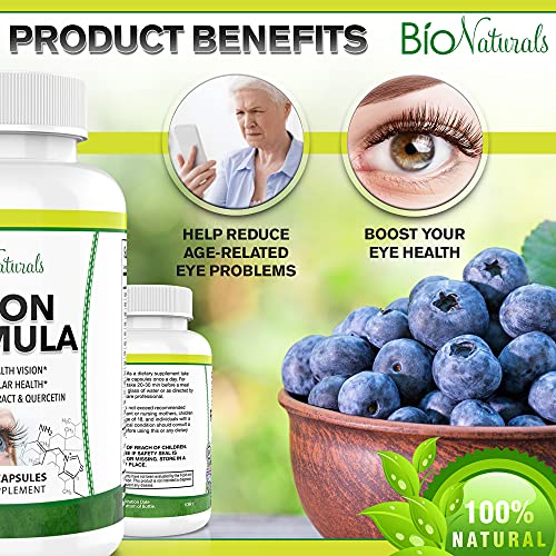 Bio Naturals Eye Vitamin Supplement with Lutein, Zeaxanthin, Lycopene, Bilber...