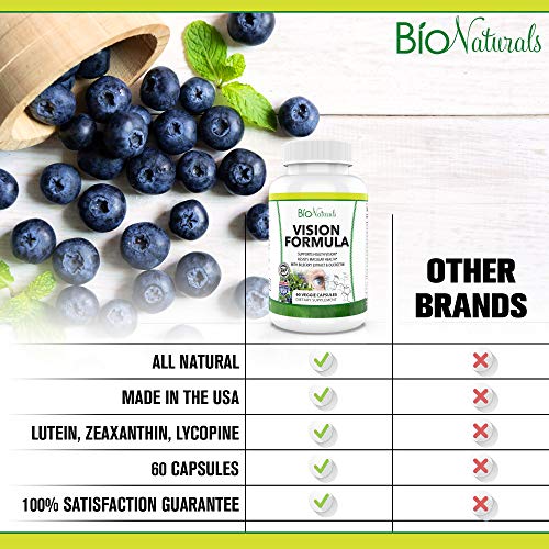 Bio Naturals Eye Vitamin Supplement with Lutein, Zeaxanthin, Lycopene, Bilber...