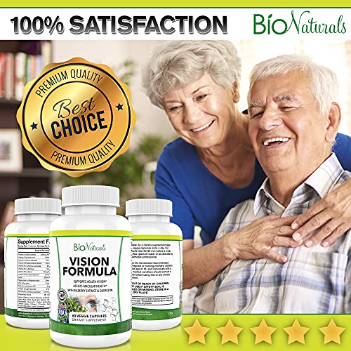 Bio Naturals Eye Vitamin Supplement with Lutein, Zeaxanthin, Lycopene, Bilber...