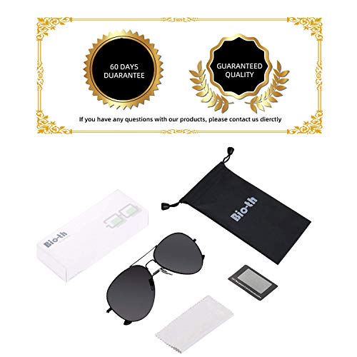Polarized Black Aviator Sunglasses for Women Men UV Protection Metal Mirror F...