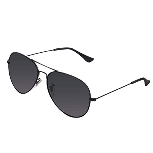 Polarized Black Aviator Sunglasses for Women Men UV Protection Metal Mirror F...