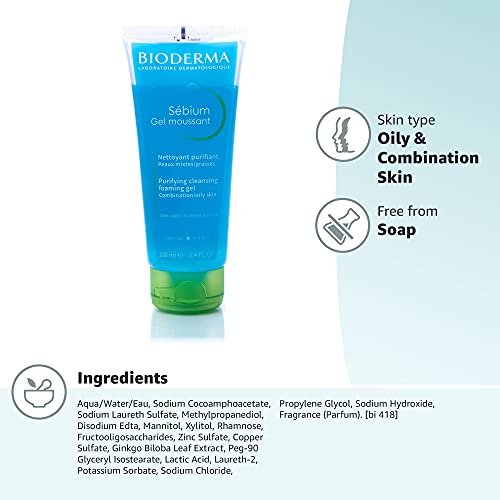 Bioderma - Sébium Foaming Gel - Face and Body Cleanser - Makeup Remover Clean...
