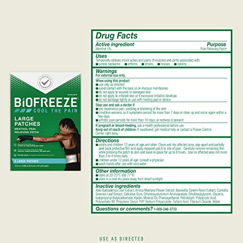 Biofreeze Pain Relief Patch, Large, 5 Patches
