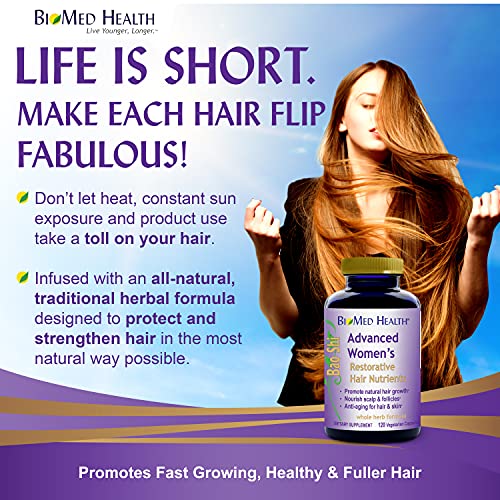 BioMed Health Hair Growth Vitamins for Women 120ct - Advanced Restorative Hai...