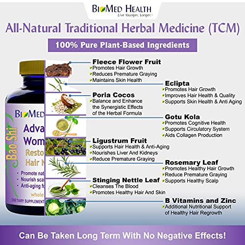 BioMed Health Hair Growth Vitamins for Women 120ct - Advanced Restorative Hai...