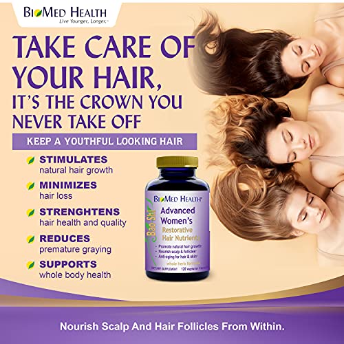BioMed Health Hair Growth Vitamins for Women 120ct - Advanced Restorative Hai...
