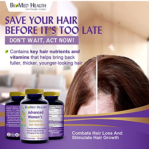 BioMed Health Hair Growth Vitamins for Women 120ct - Advanced Restorative Hai...
