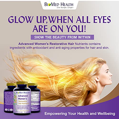 BioMed Health Hair Growth Vitamins for Women 120ct - Advanced Restorative Hai...