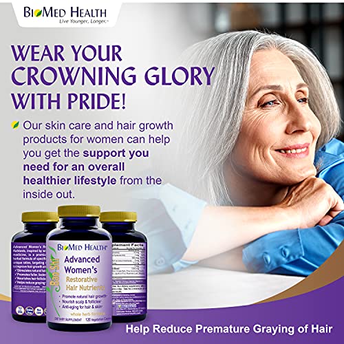 BioMed Health Hair Growth Vitamins for Women 120ct - Advanced Restorative Hai...