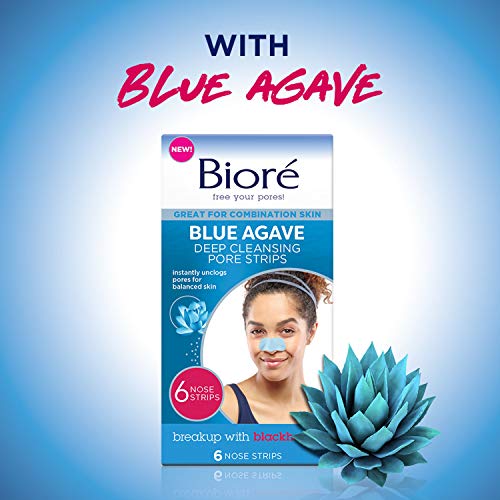 Bioré Blue Agave Pore Strips, Nose Strips for Combination Skin, with Instant ...