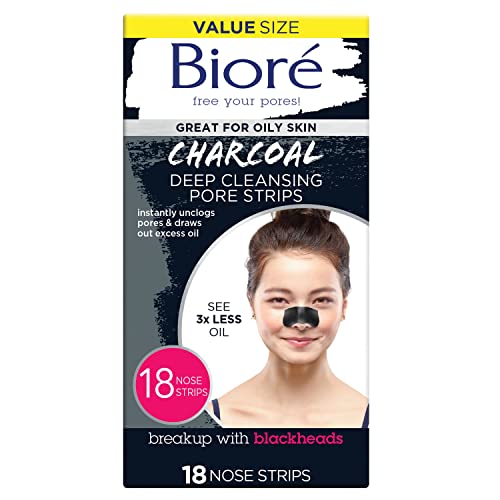 Bioré Charcoal Blackhead Remover Pore Strips, Nose Strips for Instant Blackhe...