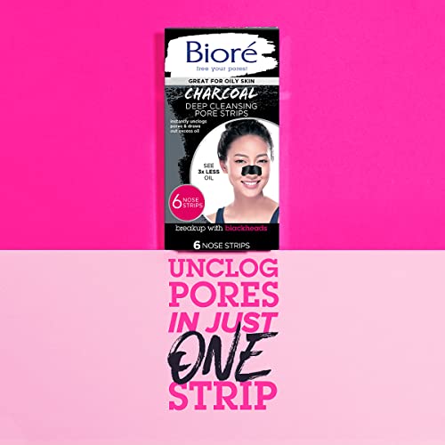 Bioré Charcoal, Deep Cleansing Pore Strips, Nose Strips for Blackhead Removal...