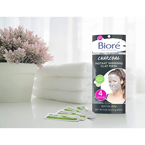 Bioré Charcoal Instantly Warming Clay Facial Mask for Oily Skin, with Natural...