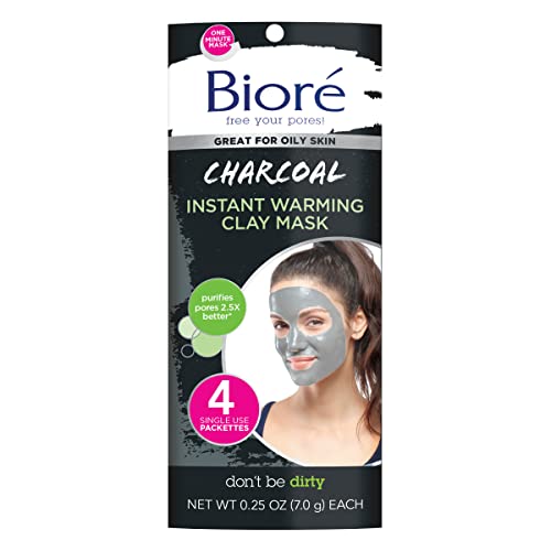 Bioré Charcoal Instantly Warming Clay Facial Mask for Oily Skin, with Natural...