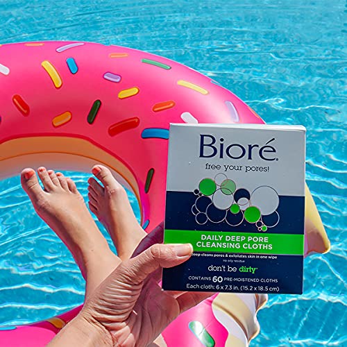 Bioré Daily Face Cleansing Wipes, with Dirt-grabbing Fibers for Deep Pore Cle...