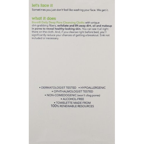 Bioré Daily Face Cleansing Wipes, with Dirt-grabbing Fibers for Deep Pore Cle...