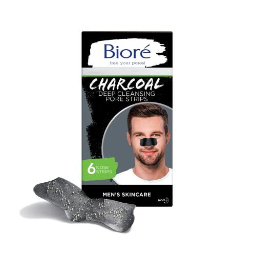 Bioré Men's Blackhead Remover Pore Strips, Charcoal Deep Cleansing Nose Strip...