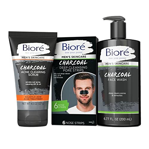 Bioré Men's Blackhead Remover Pore Strips, Charcoal Deep Cleansing Nose Strip...