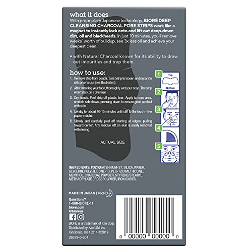 Bioré Men's Blackhead Remover Pore Strips, Charcoal Deep Cleansing Nose Strip...