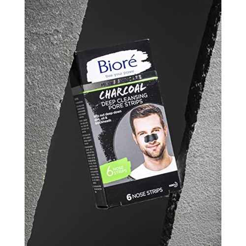 Bioré Men's Blackhead Remover Pore Strips, Charcoal Deep Cleansing Nose Strip...