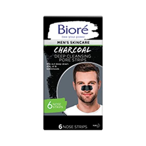 Bioré Men's Blackhead Remover Pore Strips, Charcoal Deep Cleansing Nose Strip...