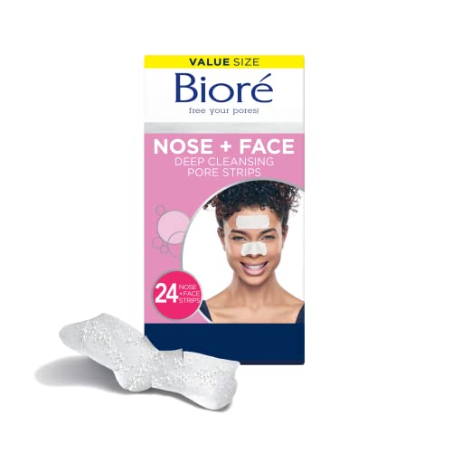 Bioré Nose+Face, Blackhead Remover Pore Strips, 12 Nose + 12 Face Strips for ...