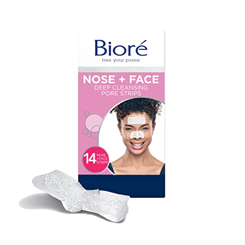Bioré Nose+Face, Deep Cleansing Pore Strips, 7 Nose + 7 Chin or Forehead, wit...
