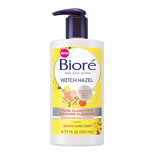 Bioré Witch Hazel Pore Clarifying Acne Face Wash, Exfoliating Facial Cleanser...