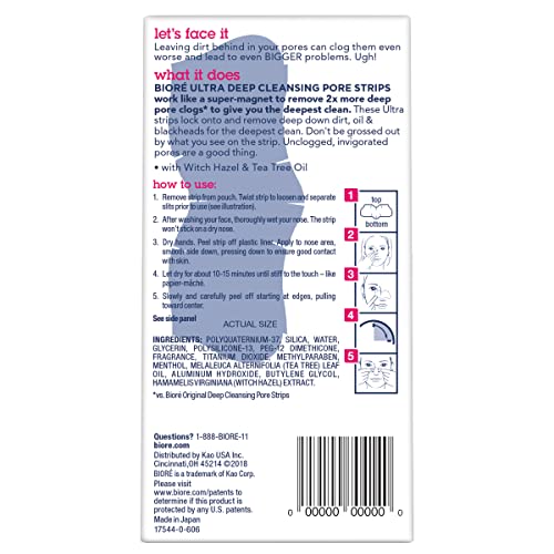 Bioré Witch Hazel Ultra Cleansing Pore Strips, Nose Strips, Clears Pores up t...